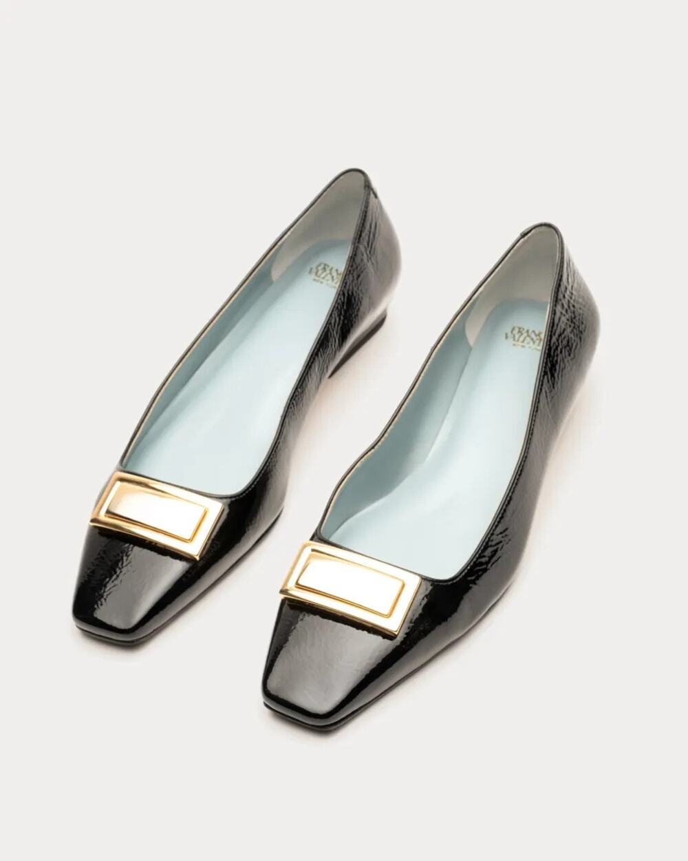 Frances Valentine Midge Flat Crinkled Leather ~ Black (7.5 B)
